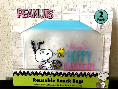 PEANUTS SNOOPY Reusable Snack Bags “Have A Hoppy Easter ”Set of 2 pack BRAND NEW