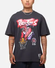 [MITCHELL & NESS] Mitchell & Ness Toronto Raptors T-shirt Faded Black - Size XL XL Faded Black