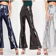 1980s Hip Pop Shiny Metallic Bell Bottom Pants Abba Costume Disco Sequins Women's Carnival Costume Halloween Carnival Mardi Gras Performance Party Pride Parade