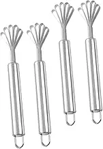 PRETYZOOM 4Pcs Stainless Steel Coconut Meat Scraper Fish Scaler Remover Multi Use Kitchen Gadget for Efficient Coconut Grating Meat Removal Includes Space Saving Hook for Easy Storage