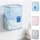 Foldable Dirty Clothes Basket Nylon Mesh Laundry Hamper Laundry Tote Bag Home