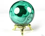 Gemstone 1.8" Malachite Carved Ball Crystal Sphere, Crystal Healing