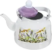 KOCKSHION Vintage Enamel Tea Kettle Decorative Teapot for Family Gatherings Stylish Water Boiling Pot Elegant Kitchen Accessory with Even Heat Distribution