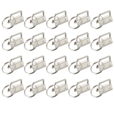 60Pcs 26mm Key Fob Hardware with Keychain Ring for Webbing, Silver Tone