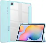 [Jarttarn] Case Compatible with Samsung Galaxy Tab S6 Lite 2024 (SM-P620/P625/P627) 10.4 Inch Case, Clear Transparent Back Shell and TPU Shockproof Frame Cover with Pencil Holder (Sky Blue)