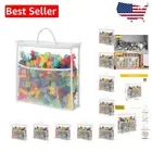 Kids Toy Storage Bags - 10 Pack Clear Zippered & Mesh Pocket for Instructions