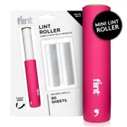 Classic Pink Retractable Mini Lint Roller with 90 Extra Sticky Sheets, Small ...