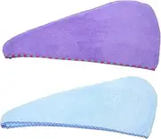 CANIGHT 2pcs Quick Drying Head Towels for Shower Convenient Hair Wrap Super Absorbent Fleece for Daily Use Travel Gentle Hair No Damage