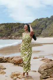 [PUP4] Alexis Maxi Dress - Green Floral XS Floral
