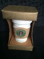 Starbucks 2008 Mini White To Go Cup Mermaid Ceramic Christmas Ornament