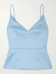 [Emilia Wickstead] Emilia Wickstead - Vero Duchesse-satin Peplum Top - Light blue - UK 12 UK 12 Blue