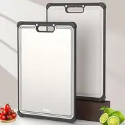 Stainless Steel Cutting Board for Kitchen Small Double Sided Non-Toxic Chopping Board with lip Premium Metal for Meat&Vegetables Healthy Organic Board Apartment & Aesthetic Kitchen Essentials