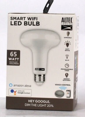 1 Ct Altec Lansing Smart WIFI 65 Watt LED Bulb Dimmable Voice Control
