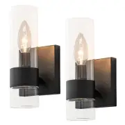 Black Indoor Wall Sconces Set of Two, Bathroom Vanity Light Fixtures Over Mir...