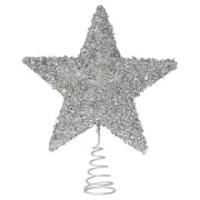 Silver Glittered Star Tree Topper with sequin and pearls, 12" At Home Christmas