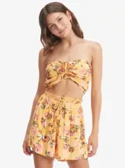 Roxy Happiness Awaits Beach Shorts - Women's - Small / Chamois Pressed Flowers