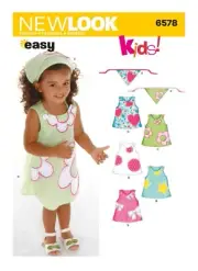 New Look 6578 Toddler Dress and Head Scarf Sew Pattern sz 1/2-4