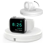 ZUSLAB Apple Watch Charger Stand for Apple Watch Series SE / 5 / 4 / 3 / 2 / 1 / Portable Charging Station Cable Management Dock Holder - White