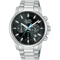 在飛比找ETMall東森購物網優惠-ALBA 雅柏 都會時尚三眼計時錶/黑X銀/42mm (VD