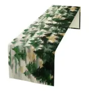 Watercolor Green Pine Trees Table Runner, Forest Woodland 13x70inch Forest-1