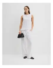 [Country Road] Organically Grown Linen Bias Tank in White