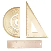 Clear Ruler Geometry Brass Drawing Tools Scale Protractor Office