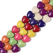 Multi-color Howlite Turquoise Heart Beads Size 17mm 15.5'' Strand