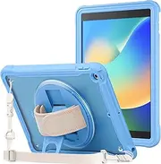 ProCase Case for iPad 10.2-inch 9th 2021/8th 2020/7th 2019 Generation Rugged Case, Heavy Duty Shockproof Rugged Cover with Hand Strap 360 Degree Rotatable Kickstand Protective for iPad 10.2 -Blue