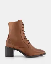 Shelly Shen Tapper/Cognac Leather Womens Boots 37