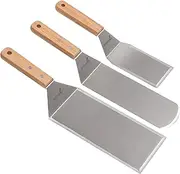 Professional Spatula Set - Stainless Steel Pancake Turner and Griddle Scraper 4x8 inch Oversized Hamburger Turner Great for Griddle BBQ Grill and Flat Top Cooking - Commercial Quality