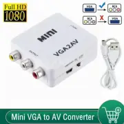 1080P HD Mini Video Converter VGA to AV 3.5mm Audio VGA to RCA TV PC Computer