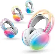 Brookstone Wireless Silent Disco Headphones, Multicolor LED Lights, Bluetooth 5.0, Up to 10 Hours of Playtime, 4 Pack
