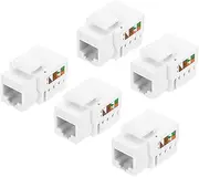 uxcell 5 Pack RJ45 Cat 6 Ethernet Jack, Cat6 Coupler Connector Adapter Network Insert for Cat6 Cable, White
