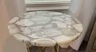 Round White Agate Stone Coffee Table Handmade Furniture Luxury Cafeteria Decors