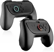 Lyvix Grips for Nintendo Switch 2 Joy-Con, 2-Pack Ergonomic Non-Slip Handles for NS2/NS/OLED Joy-Con, Dual Compatibility Accessory for Joy-Con Controller (Black)