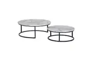 Nevada Round Nesting Coffee Table Set - White Marble