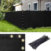 Amgo 8' x 50' Black Fence Privacy Screen Windscreen,with Bindings & Grommets, Heavy Duty for Commercial and Residential, 90% Blockage, Cable Zip Ties Included, (Available for Custom Sizes)