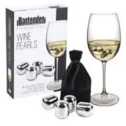 Bartender Stainless Steel Wine Pearls Set 4 with Bag