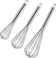Stainless Steel Whisk Set, 3 Packs Balloon Whisk for Cooking, Whisking, Blending (8",10",12")