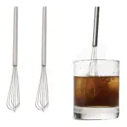 2 Pcs Silver Baking Tool Long Handle Small Whisk Easy To Use Mini Whisk Kitchen