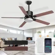 Outdoor Ceiling Fans with Lights and Remote 52 Inch Fan for Bedroom LED Dimmable
