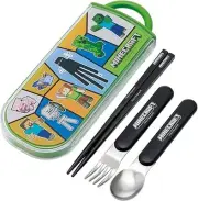 Minecraft Kids Trio Set Chopsticks Spoon Fork Antibacterial Dishwasher Japan