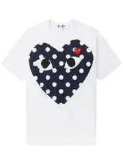 [COMME des GARCONS PLAY] Polka Big Heart With Red Emblem Tee Unisex