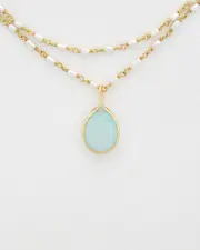 Rachel Reinhardt 14K Over Silver Chalcedony & 3-4mm Pearl Necklace
