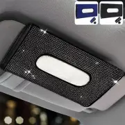 Car Tissue Holder Sparkling Crystal Leather Car Mask Holder with Dashboard Cubrh