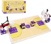 Basketball Playset Building Blocks Basketball Court with 2 Basketball Stands, Base Plates and Ball - Compatible with Major Brands, Building Blocks for Basketball Game
