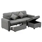 Sofa Lounge Set 3 Seater Chaise Modular Couch Drawers Ottoman Fabric