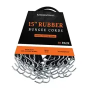 15" Inch Rubber Bungee Cords with Metal Hooks for Flatbed 15 Inch 50 Pack
