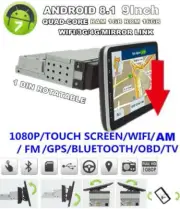 1 Din Android 8.1 9" 1080P Quad-core RAM 1GB ROM 16GB Car Stereo Radio GPS OBD (for: Fiat)