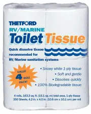 RV & Marine Toilet Tissue - 1-Ply, 4 Rolls - Safe for Septic Systems